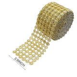 Crafts Faux Diamond Bling Wrap 4" X 10 Yards 6 Rows Gold Flower Patter