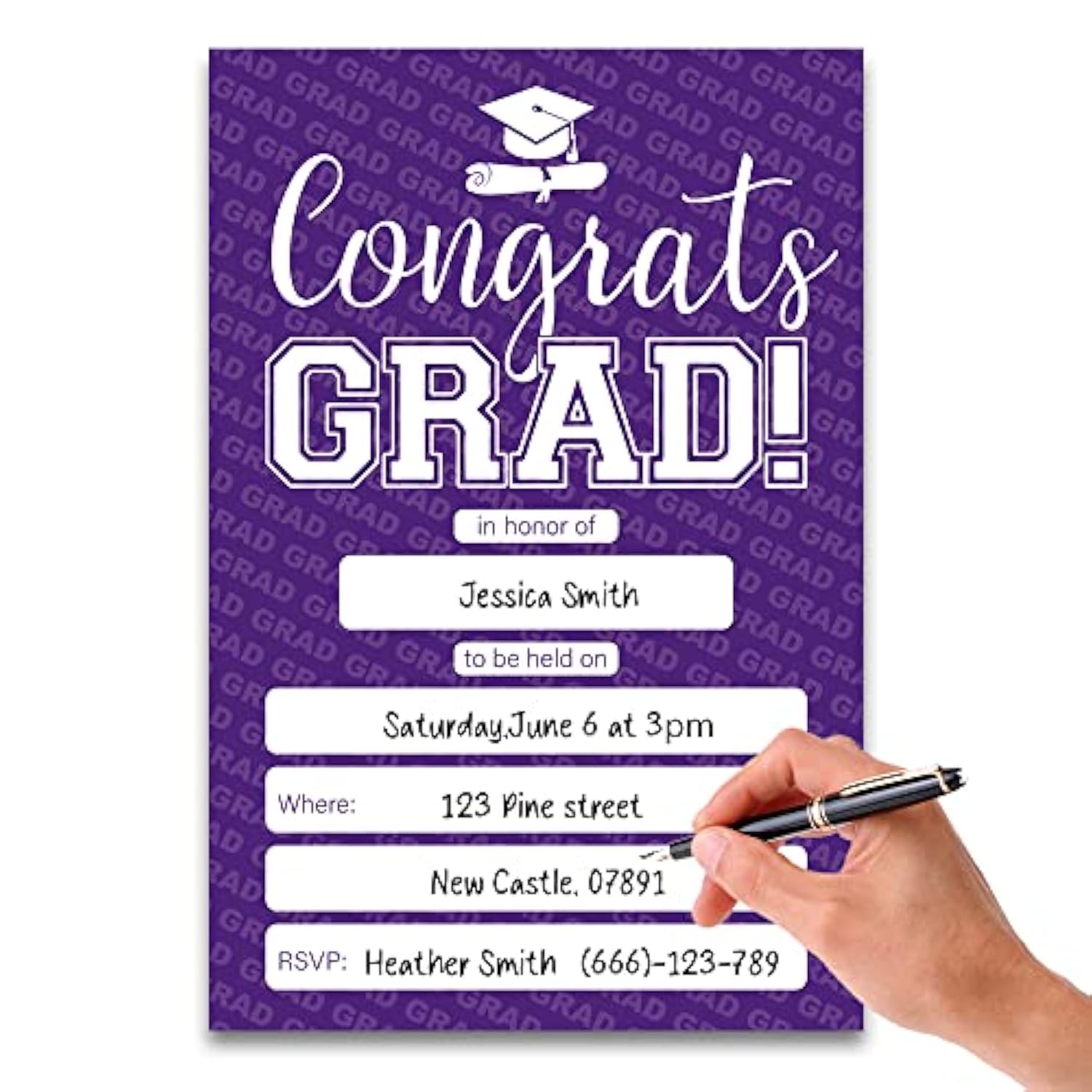 20 Cards With Envelopes, Graduation Party Invitations 2026, 2026 College, High School, University Grad Celebration.?027? (Purple)