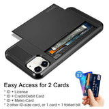 Compatible With Iphone 12 Case 5G Wallet Cover Credit Card Holder Slot Sliding Back Pocket Anti-Scratch Dual Layer Protective Compatible With Iphone 12 5G Black