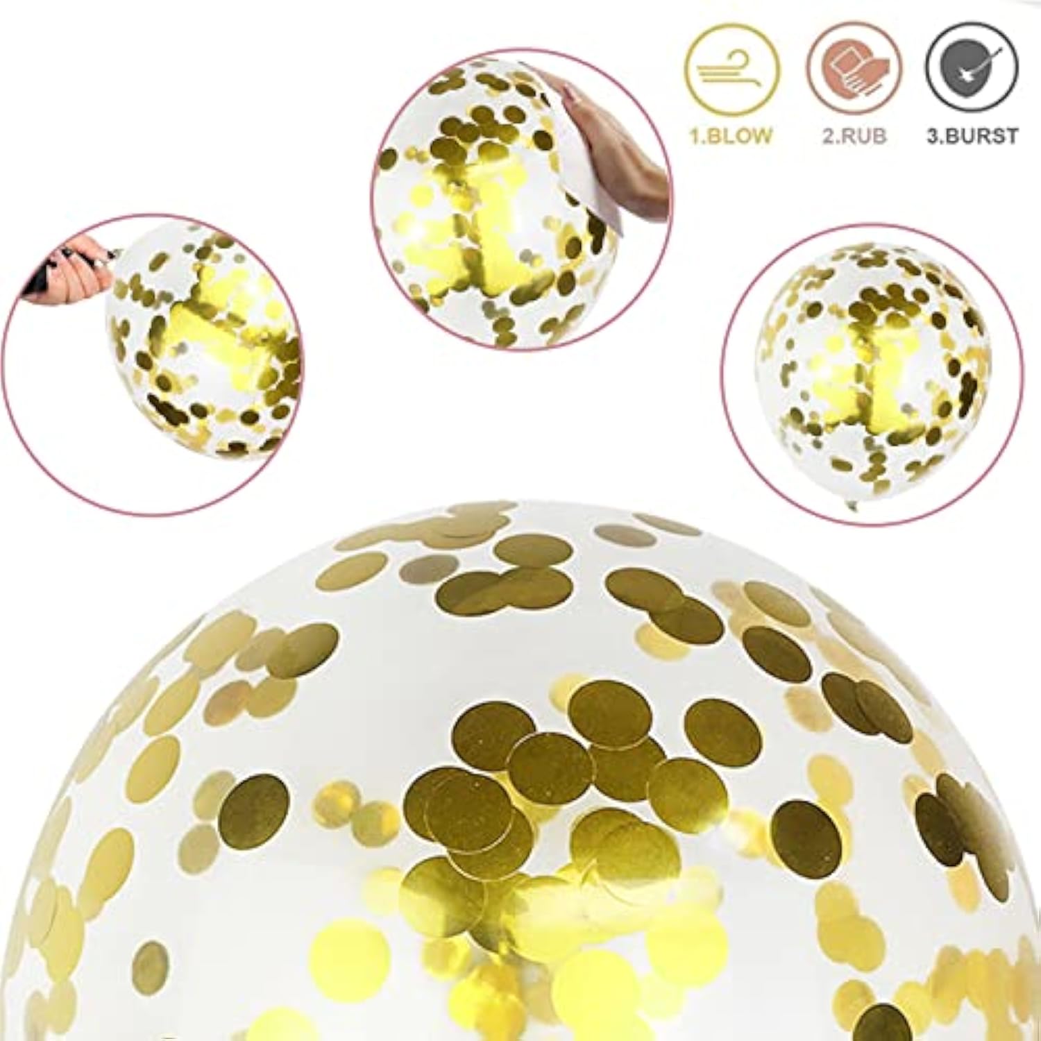 Pink White Gold Balloons 12" — Pastel & Confetti Set for Girls’ Party Decor