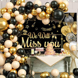 We Will Miss You Black Gold Farewell Backdrop 70.8×43.3 Inch