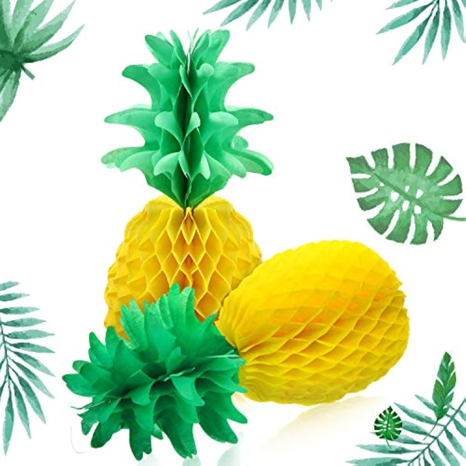 12 Pieces 14 Inch Pineapple Party Decoration Honeycomb Centerpieces Pineapple Tissue Paper Centerpieces Table Decorations For Hawaiian Luau Party Birthday Wedding Home Favor
