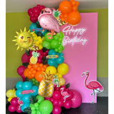155Pc Tropical Hawaiian Luau Balloon Arch Kit: Pineapple, Flamingo & Summer Decor