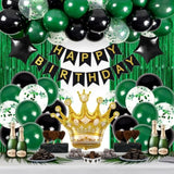 Green Happy Birthday Decorations for Men Banner Fringe Balloons Kit for Milestones