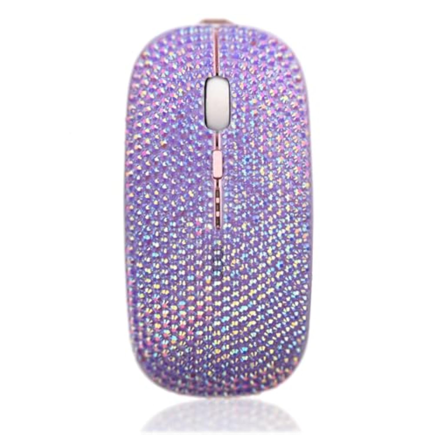 Bling Pink Crystal Rhinestone Wireless Mouse, Slim Silent Mouse 2.4G Portable Mobile Optical Mouse, 3 Adjustable Dpi Levels For Notebook, Pc, Laptop, Computer, Macbook - Ab Purple
