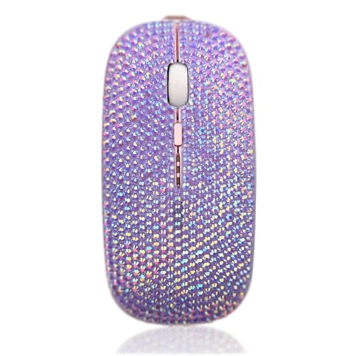 Bling Pink Crystal Rhinestone Wireless Mouse, Slim Silent Mouse 2.4G Portable Mobile Optical Mouse, 3 Adjustable Dpi Levels For Notebook, Pc, Laptop, Computer, Macbook - Ab Purple