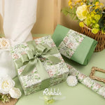 Wedding Wrapping Paper Floral Reversible Mini Roll Gift Wrap For Women Girls Bridal Shower Anniversary Birthday Wedding 17 Inch X 33 Feet-Sage Green