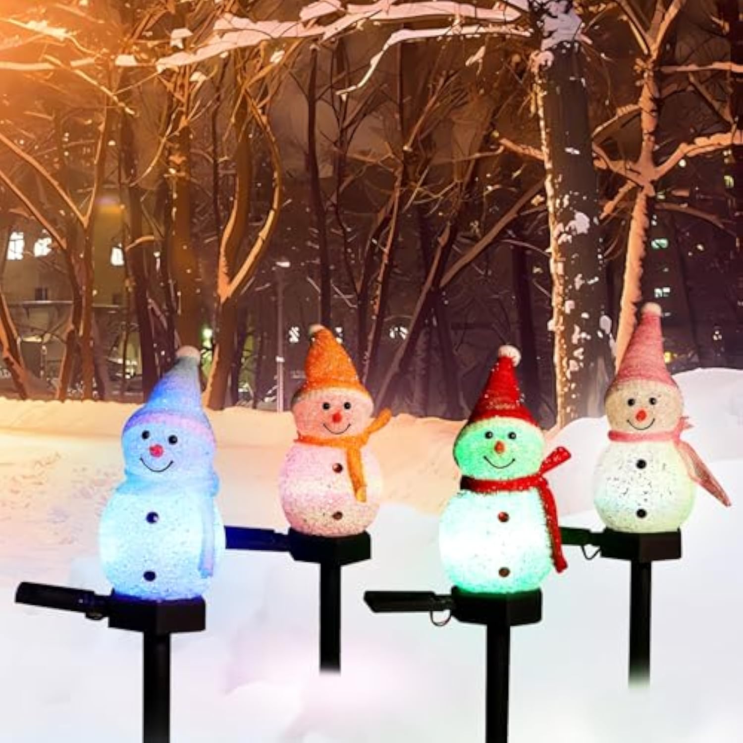 Outdoor Christmas Decorations 2025-Christmas Light Stakes For Yard-Snowman Solar Lights-Snowman Christmas Ornaments For Yard Garden Lawn Landscape Patio Walkway Decor