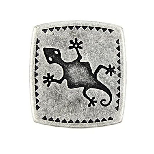10 Pieces Gecko Rectangle Antique Silver Color Metal Shank Buttons. 24