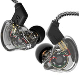 Ccz Melody In Ear Monitors Earphones Headphones Wired Earbuds Without Microphone Iem Hifi Bass With 1Dd 1Ba, Ear Fins, 4N Ofc Cable For Musicians, Singer, On Stage, Studio (No Mic, Clear Black)