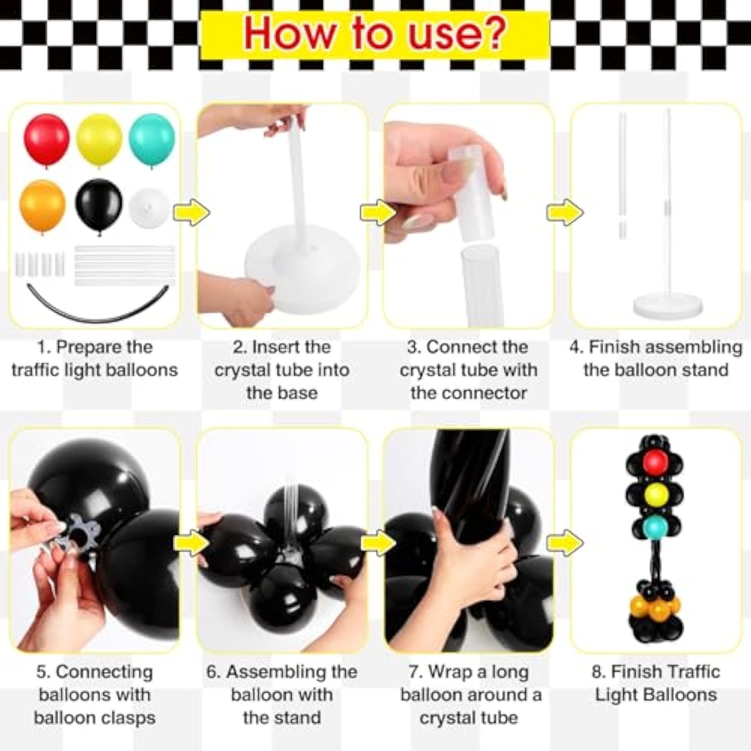 179 Pcs Racing Birthday Party Decorations Includes 141 Traffic Lights Balloon Stand Set 12 Traffic Cones 24 Racing Waving Flags 1 Grid String Flags 1 Racetrack Floor Runner