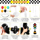 179 Pcs Racing Birthday Party Decorations Includes 141 Traffic Lights Balloon Stand Set 12 Traffic Cones 24 Racing Waving Flags 1 Grid String Flags 1 Racetrack Floor Runner