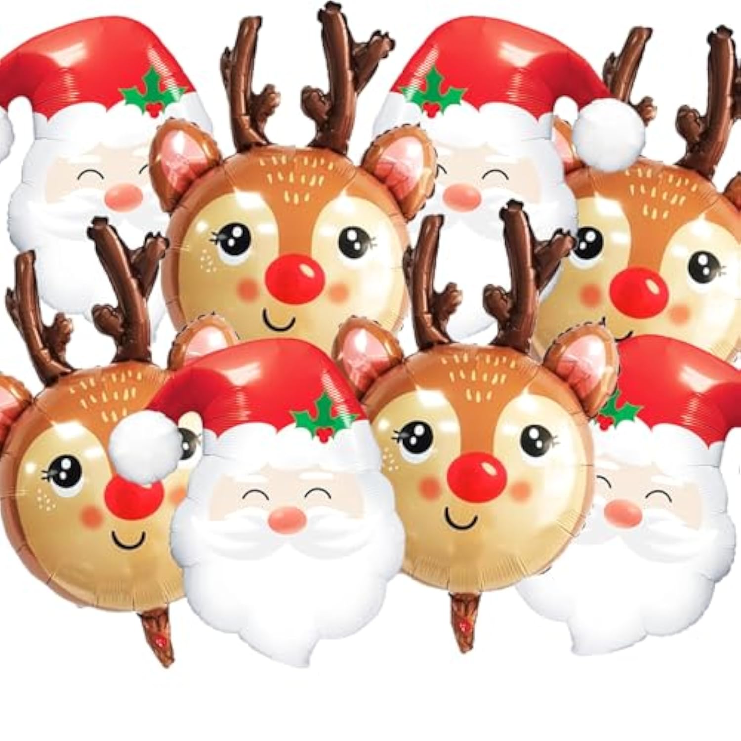 8-Piece Christmas Balloons Set with Santa and Reindeer for Holiday Party Decor