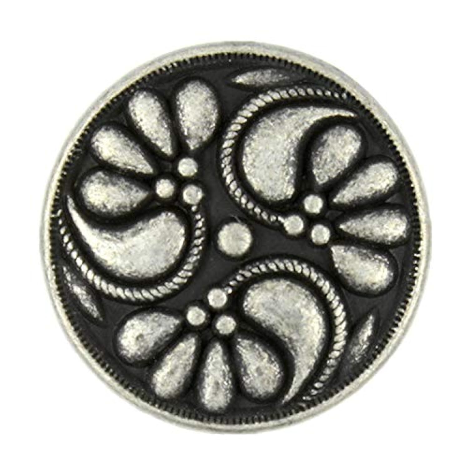 12 Pieces Flower Swirl Antique Silver Metal Shank Buttons 18Mm (11/16