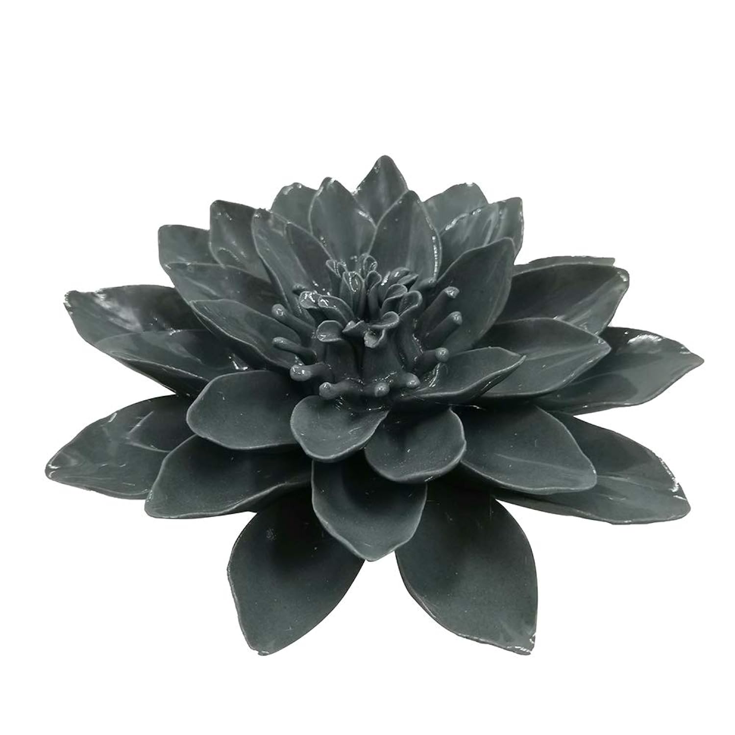 Ceramic Flower Wall Décor Artificial 3D Flower Wall Art For Living Room Home Hallway Bedroom Kitchen Farmhouse Bathroom Dining Room (3.93 Inch, Lotus - Grey)