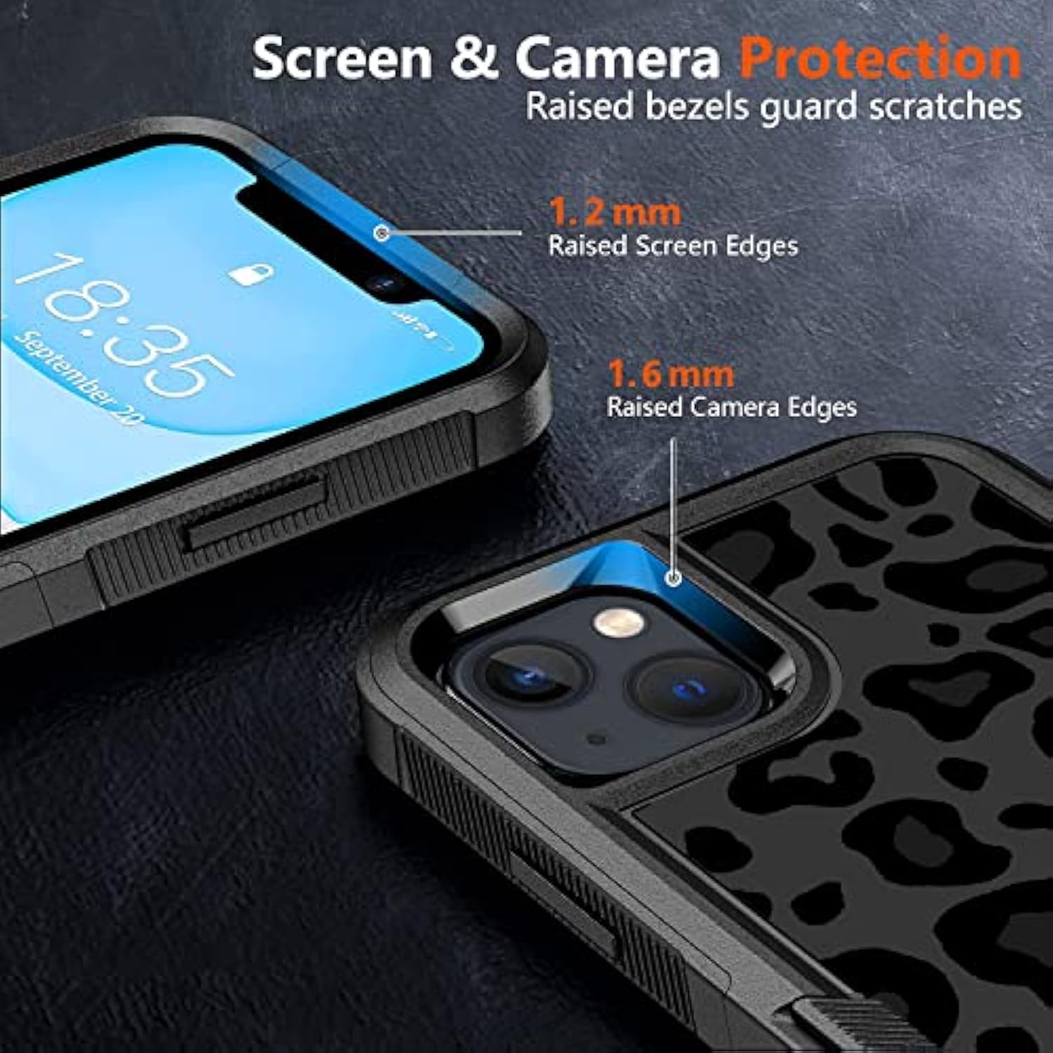 Designed For Iphone 13/Iphone 14 Black Leopard Case, Heavy Duty Protection Shockproof Dropproof Case, Cute Black Leopard Cheetah Cover For Women Girls Iphone 14/13 6.1 Inch