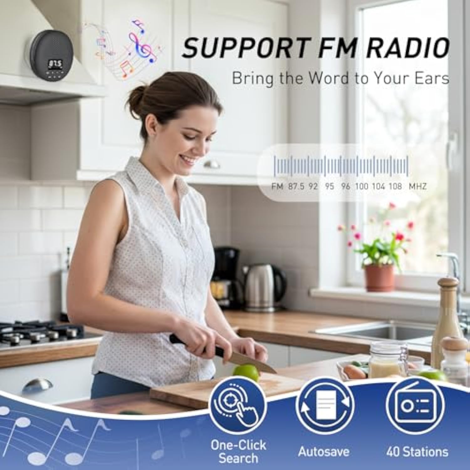 Shower Radio Speaker with Bluetooth 5.0, AGPTEK Waterproof Wireless Bathroom FM with Suction Cup 12H Long Playback Time, Lanyard, LCD Screen Display, Handsfree Calling, Storage Card Playback Black