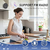 Shower Radio Speaker with Bluetooth 5.0, AGPTEK Waterproof Wireless Bathroom FM with Suction Cup 12H Long Playback Time, Lanyard, LCD Screen Display, Handsfree Calling, Storage Card Playback Black