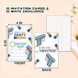 Nerf Birthday Party Invitations, Nerf Birthday Invitations For Boys Girls, Kids Birthday Invites, Theme Birthday Party Decorations, 20 Invitations With 20 Envelopes - B001