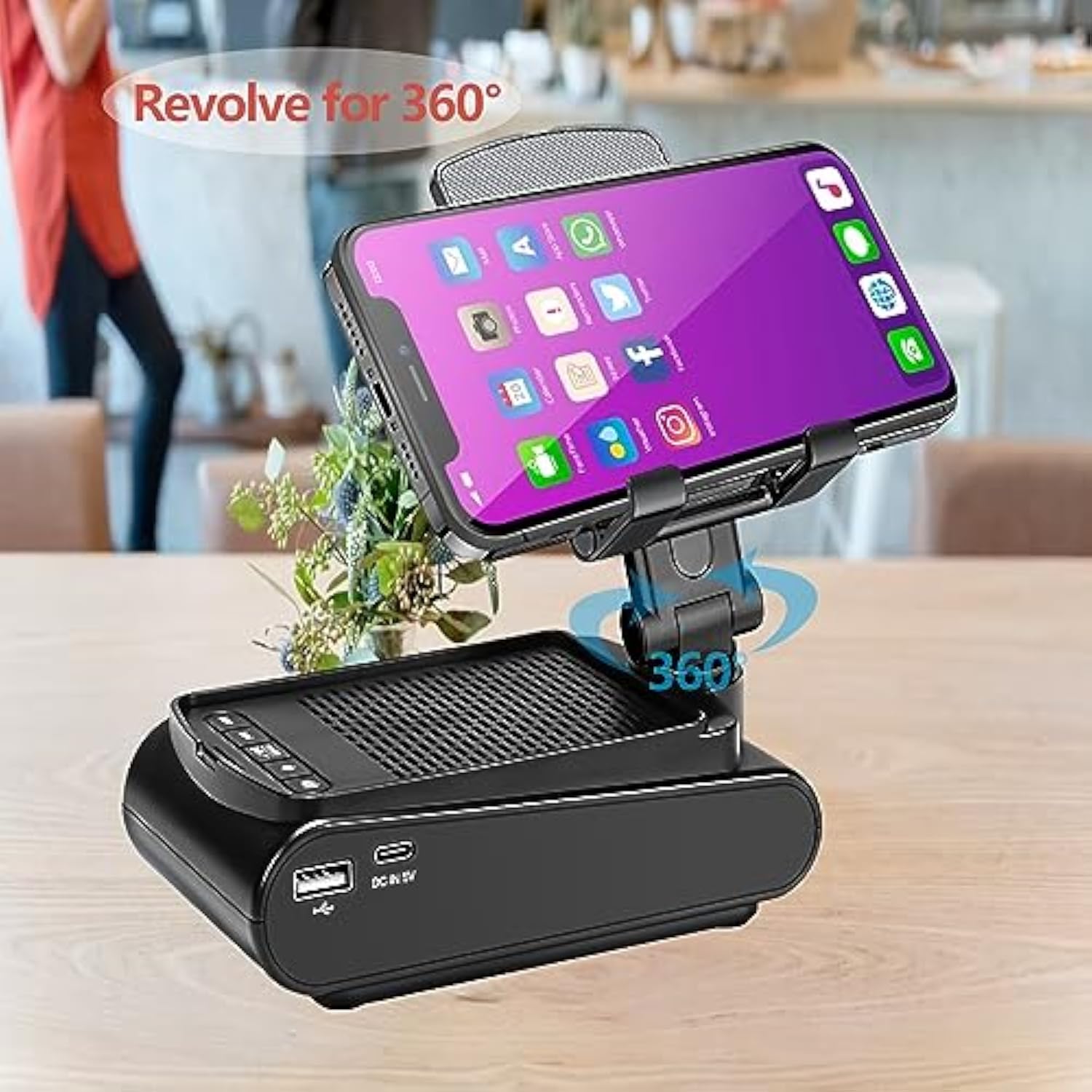 Gifts For Men,Cell Phone Stand With Wireless Bluetooth Speaker Hd Surround Sound For Home And Outdoors With Bluetooth Speaker For Desk Compatible With Iphone/Ipad/Samsung Galaxy