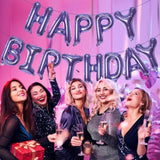 Pruple Happy Birthday Balloons Banner, 16 Inch Mylar Foil Letters Balloon Sign For Birthday Party Decorations Photo Booth Backdrop