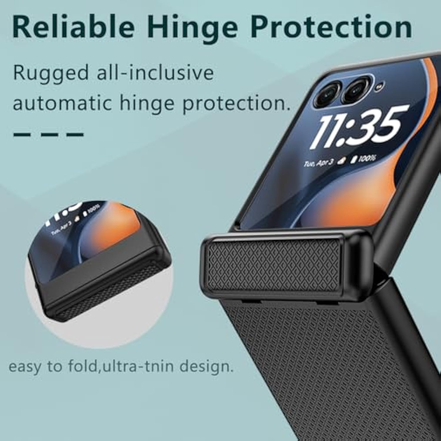 For Motorola Razr 2025/2024 Case, Built-In Outer Screen Protector & Hinge Protection, Slim Fit Hard Full Body Rugged Shockproof And Slip Protective Cover For Moto Razr 2025/2024 (Black)