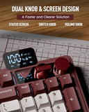 M100 Wireless Mechanical Keyboard w/Screen & Dual Knobs, Tri-Mode Gasket Mount Gaming Keyboard with Number Pad, Hot Swappable Cream Switch, Red
