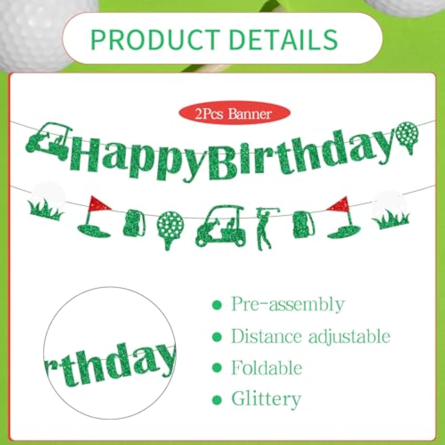 Golf Birthday Party Decorations - Happy Birthday Golf Pre-Strung Banners And Cake Topper Decoration Golf Sports Themed Party Decor Supplies For Golf Ball Player