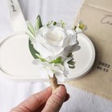 Wrist Corsage And Boutonniere Set Ivory White Corsage Wristlet For Wedding Artificial Flower Prom Party Decoration