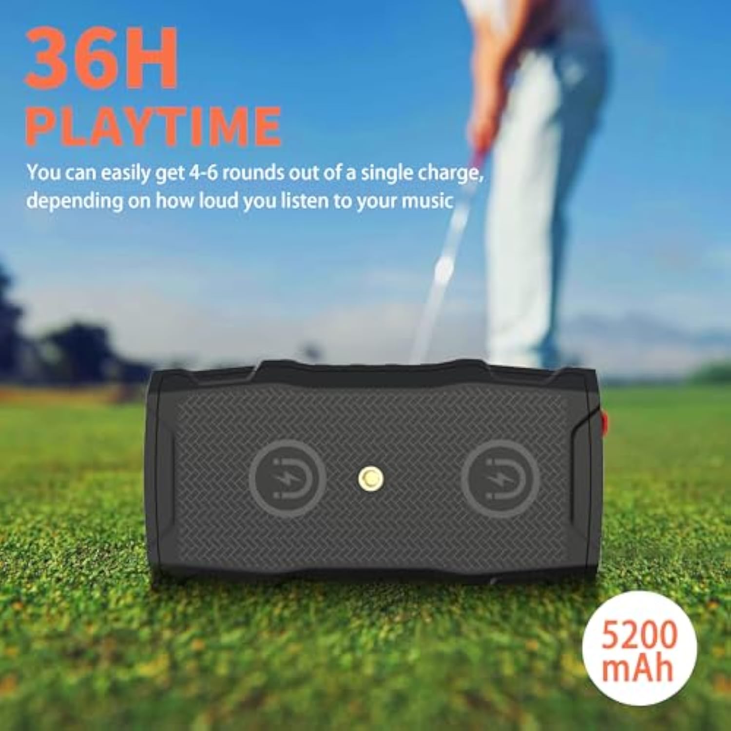 Golf Cart Speaker, 36H Playtime, 30W Stereo Sound Ipx7 Magnetic Bluetooth Speaker With Bicycle Mount, Hook & Light Design, Golf Cart Accessories