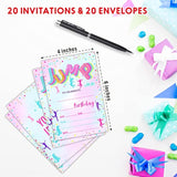 Let'S Jump & Play Birthday Invitations, Trampoline Double-Sided Fill-In Invite Cards For Birthday Party?Boys, Girls, Kids, Teen, 20 Invitations With Envelopes, Decorations,Party Favor And Supply-B01