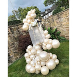 Pearl White Double-Stuffed Balloons Different Sizes 63 Pack 18/12/10/5 Inch White Sand Ivory Balloon Garland Kit For Wedding Birde To Be Birthday Decorations (Pearl White Sand(2-Layers))