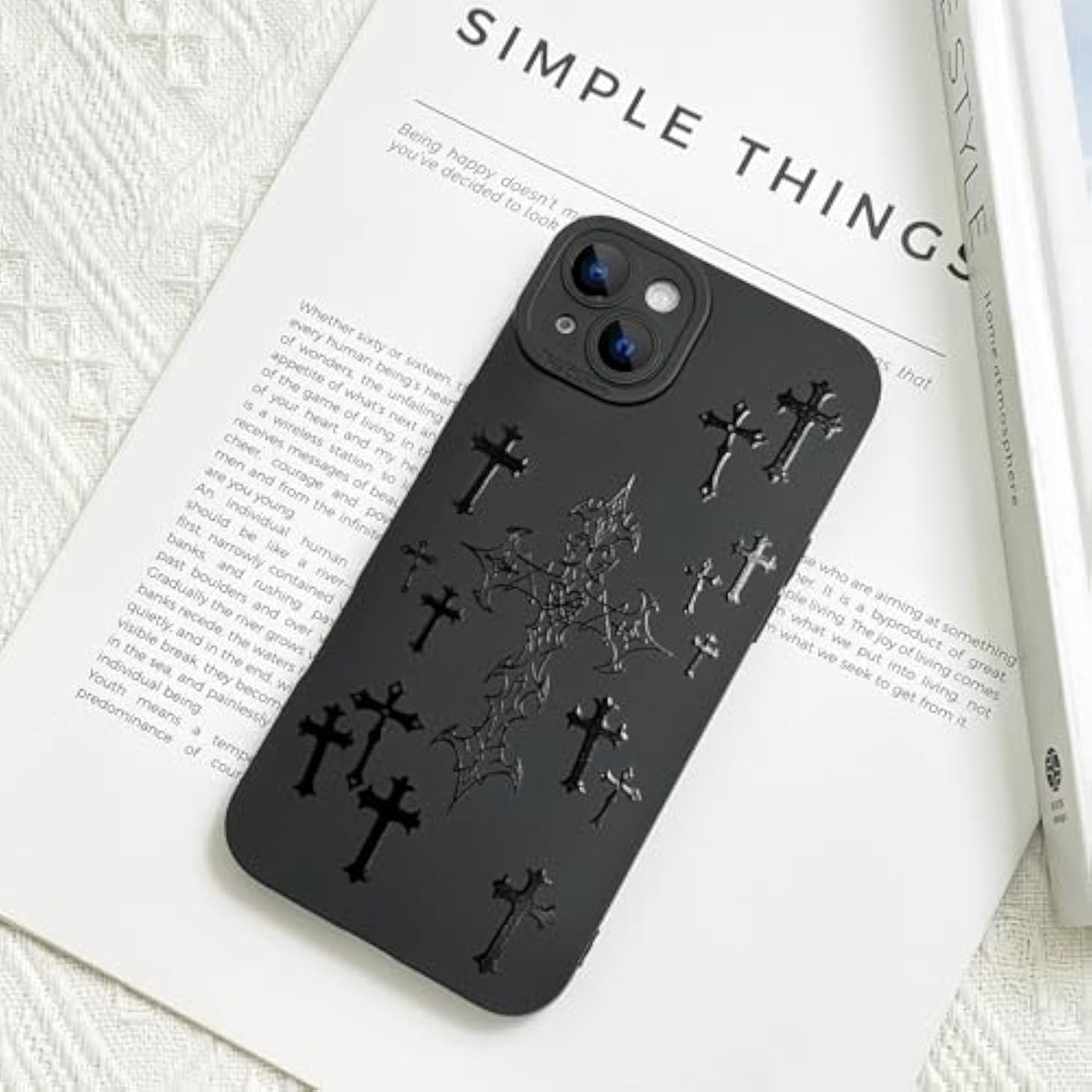 For Iphone 14 Case Aesthetic Blessed Cross Jesus Christian Goth Designed For Women Girls Men, Full Camera Protection Slim Fit Soft Tpu Shockproof Protective Cover - Black