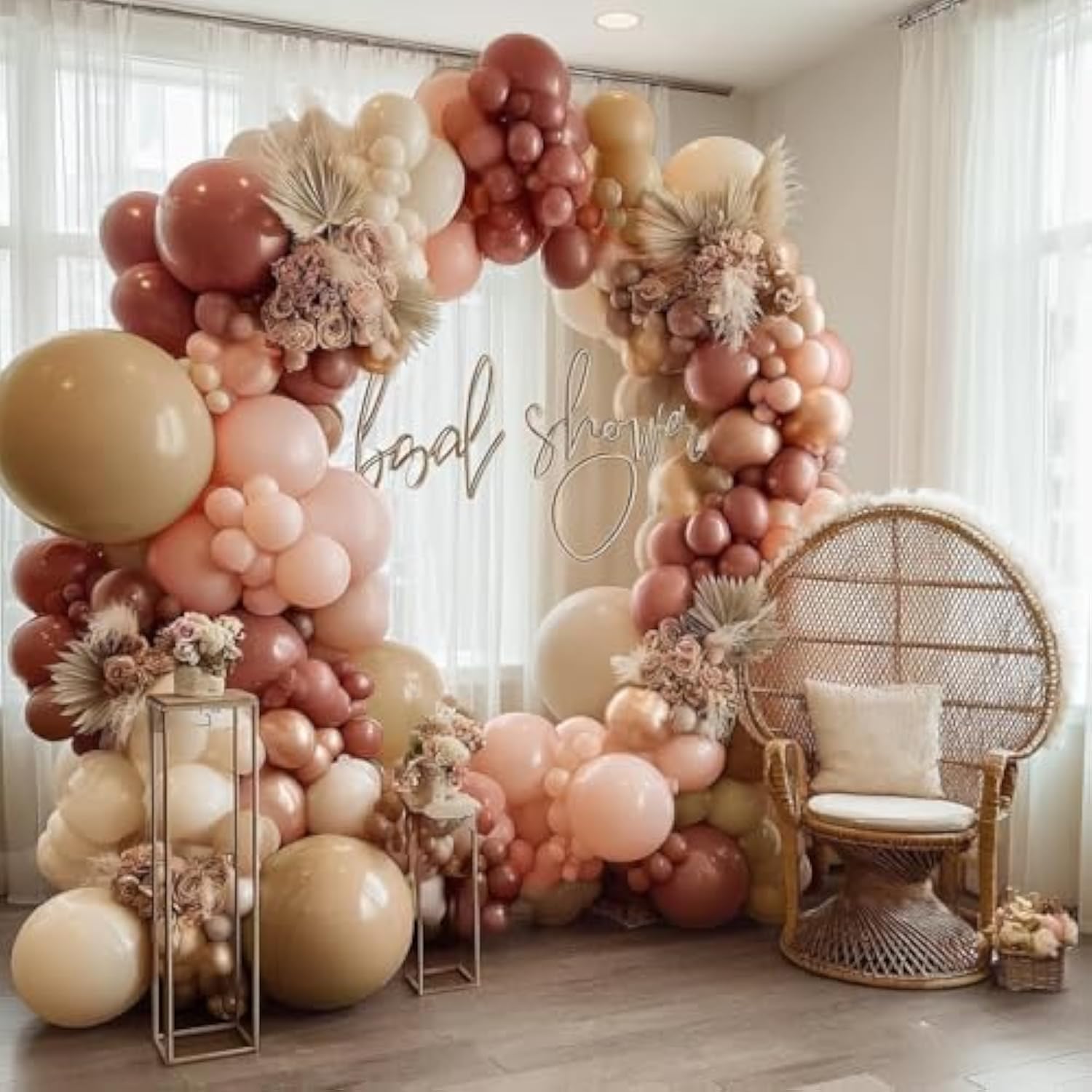 Dusty Pink Brown Balloon Garland Nude Tan Pink Rose Gold Metallic Double Stuffed Dusty Rose Mauve Blush Beige Balloon Arch Kit For Baby Shower Birthday Bridal Wedding Party Decoration