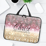 14" 15" Laptop Handle Bag Computer Bag,14.2" 15.4 Inch Pouch Holder Notebook Sleeve Cover Compatible For Dell,Lenovo,Toshiba Hp, Asus Notebook Messenger Briefcase-Glitter Philippians 4:13