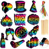36Pcs New Year Scratch Paper Art Kit, New Year’S Eve Rainbow Scratch Off Cards For 2026 Nye Holiday Activity School Diy Drawing Project Supplies, News Years Paper Scratch Cards
