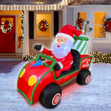 6Ft Length Inflatable Christmas Golf Cart With Santa Claus Decoration, Led Blow Up Lighted Decor Indoor Outdoor Holiday