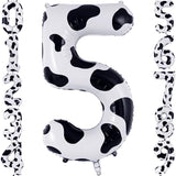 40" Cow Print Number 5 Balloon Foil Mylar for 5th Birthday Party Decor