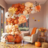 Fall Balloon Arch Kit with Burnt Orange White Gold Pumpkin Balloons for Thanksgiving