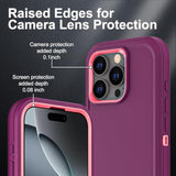 For Iphone 16 Pro Case, Military Grade 3 In 1 Heavy Duty Shockproof/Drop Proof/Dust Proof Case With 2Pcs Tempered Glass Screen Protector (Purple/Pink)