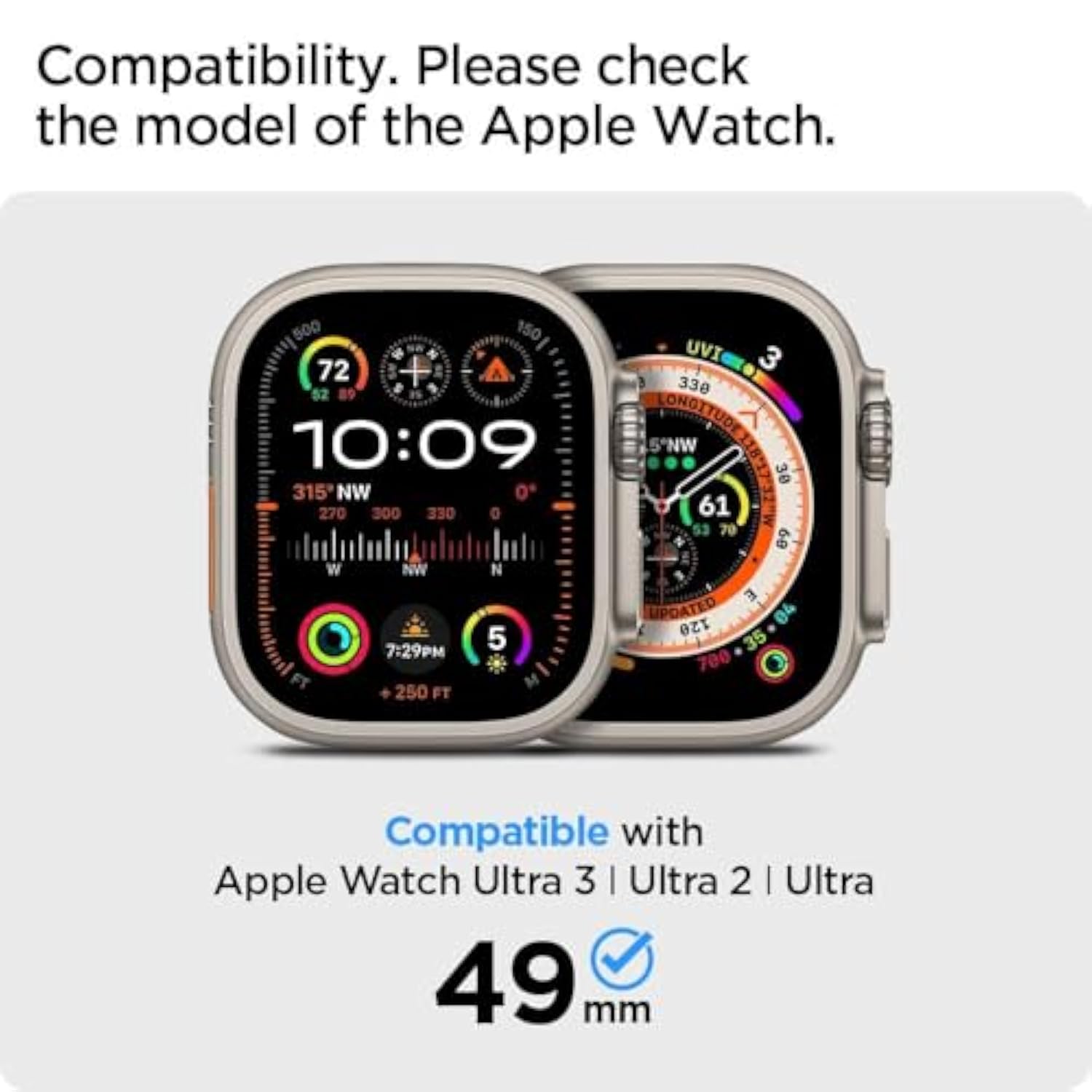 Spigen EZ Fit Tempered Glass Screen Protector for Apple Watch Ultra 2, Apple Watch Ultra (49mm) - 2 Pack
