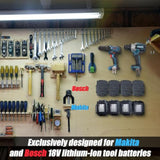 Metal Wall Mount Holder for Makita & Bosch 18V Batteries 4-Slot Organizer