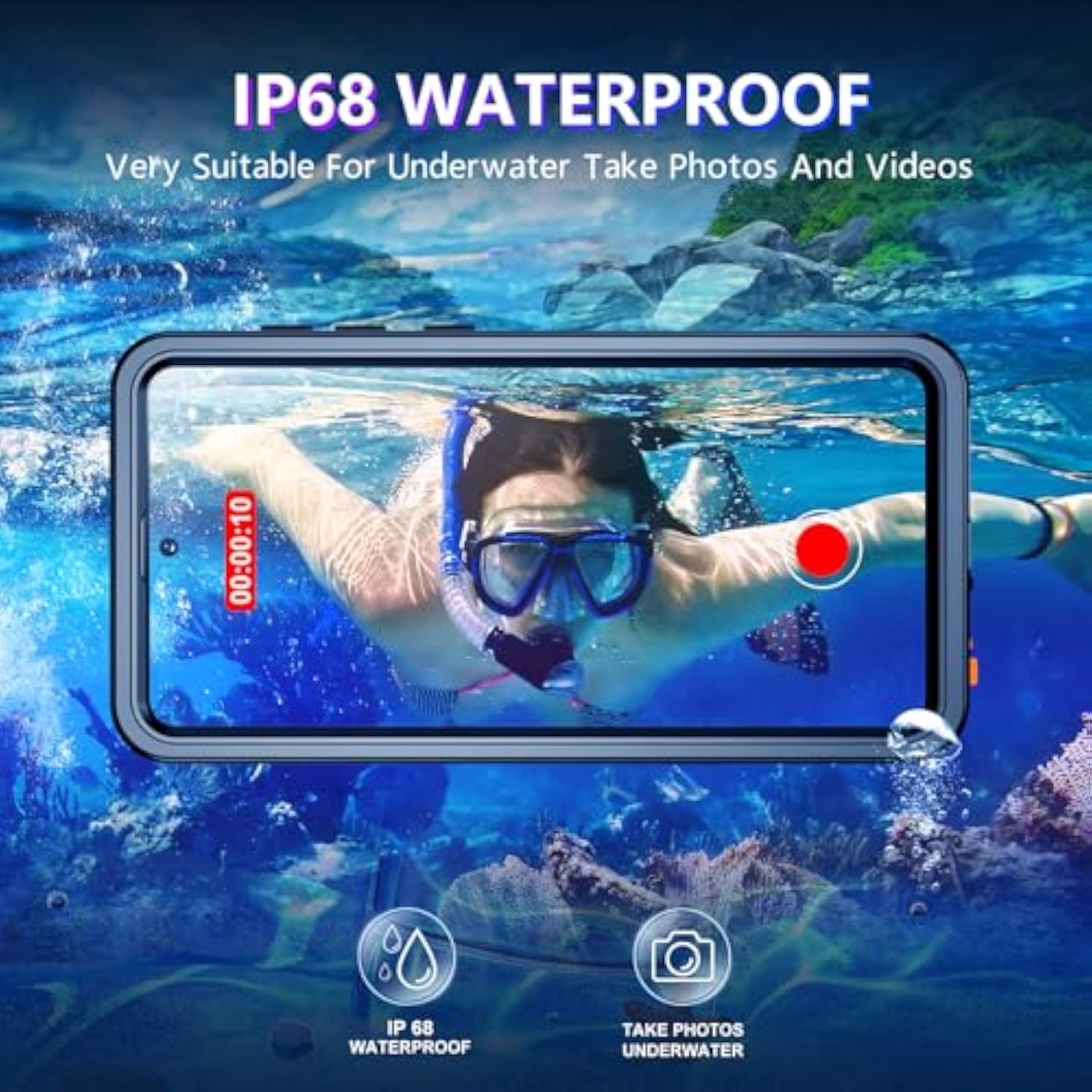 For Samsung Galaxy S25 Edge Case Waterproof, Built-In Lens & Screen Protector Military Grade Shockproof Dropproof Ip68 Underwater Full Body Phone Case For Galaxy S25 Edge 6.7"-Black
