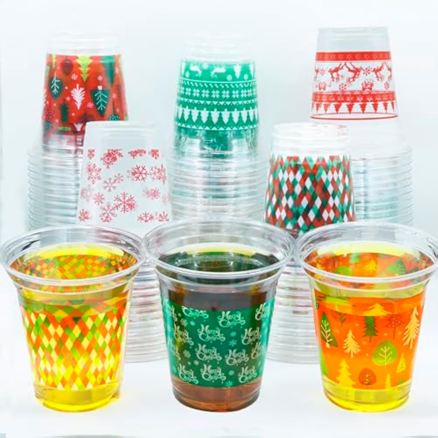 48 Pcs 14 Oz Christmas Cups Disposable Christmas Party Decorations Supplies Winter Xmas Party Plastic Cups Winter Drinking Cups For Adults And Kids