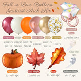 Fall in Love Balloon Arch Kit 152Pcs Burgundy Orange Gold for Fall Baby Shower Party