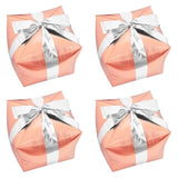 Gold Rose Square Gift Box Foil Balloon with Silver Ribbon for Party Decor