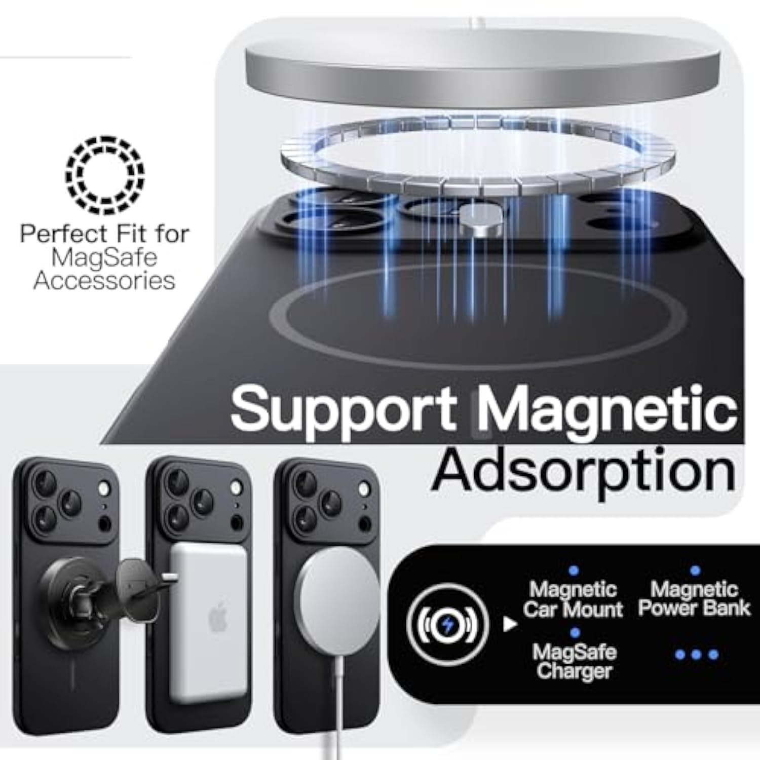 JETech Magnetic Slim Case for iPhone 17 Pro 6.3-Inch, Compatible with MagSafe, Ultra-Thin Lightweight Minimalist Phone Cover with Matte Finish and Full Camera Lens Protection (Black)