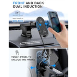 Wireless Car Charger, 15W Fast Charging Car Phone Holder Auto Clamping, Phone Mount For Car Dashboard Air Vent Windshield, For All Iphone Android (Black)