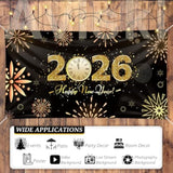78x43 Inch Large "Happy New Year 2026" Backdrop Blue & Gold Party Banner
