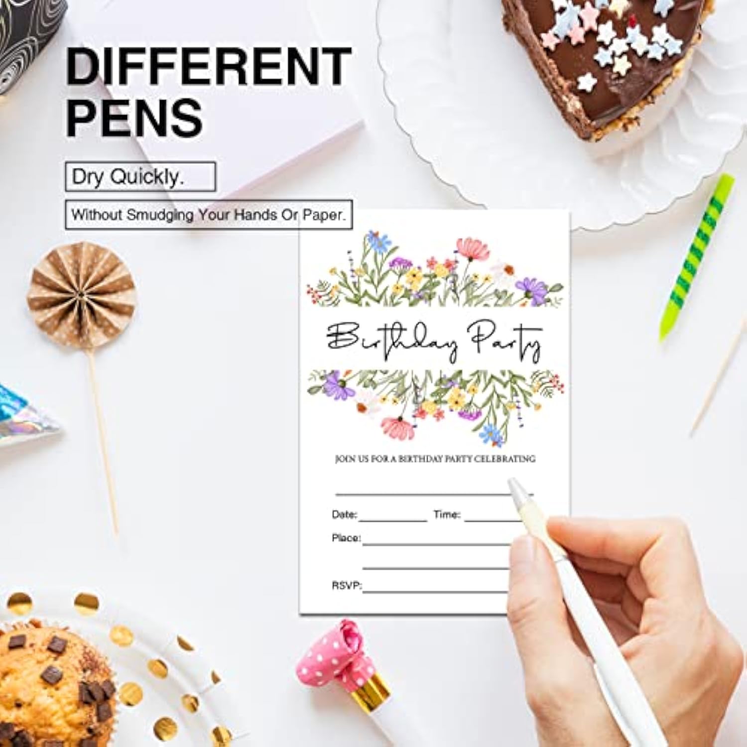 Wildflower Birthday Party Invitations With Envelopes Set Of 20 Spring Summer Wildflower Birthday Party Invites Fill In Blank